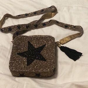 Beaded Black/Gold Star Crossbody